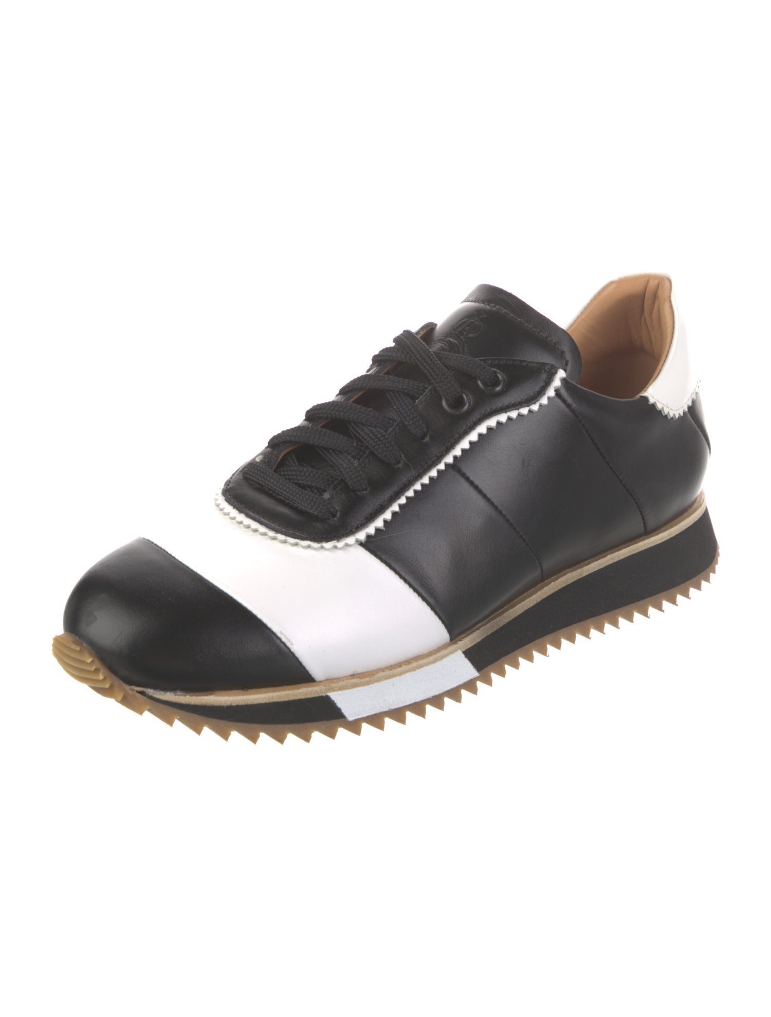 The Office of Angela Scott Leather Colorblock Pattern Sneakers